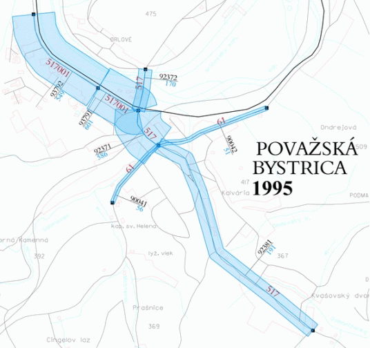 Vývoj počtu cyklistov v Považskej Bystrici v rokoch 1995–2010