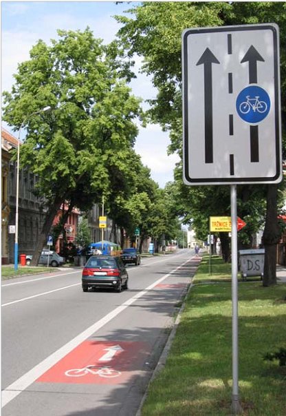 Vyhradený jazdný pruh pre cyklistov, Břeclav